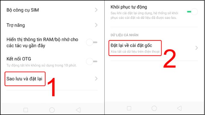 Cách reset OPPO bằng Cài đặt