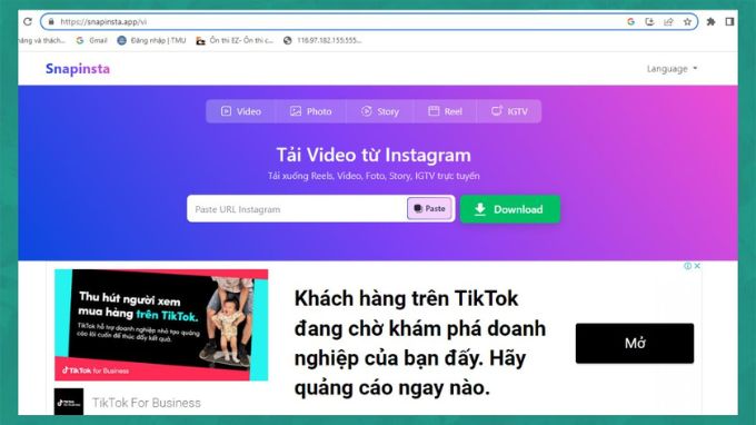 Dùng trang web hỗ trợ tải ảnh Instagram