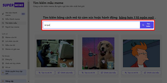 Cách tìm kiếm và tạo ảnh meme online bằng Super Meme