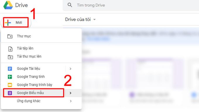 Cách tạo Google Form từ Google Drive