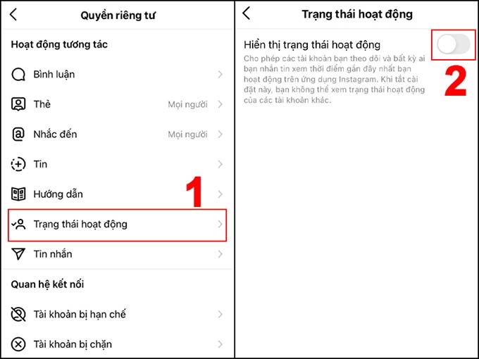 Cách tắt/ẩn trạng thái hoạt động Instagram trên điện thoại