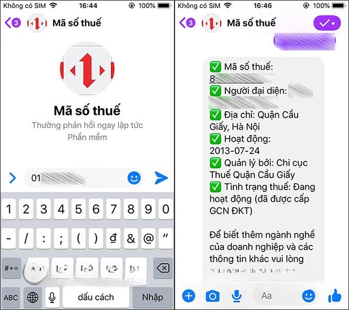 Tra cứu mã số thuế cá nhân qua ứng dụng Messenger