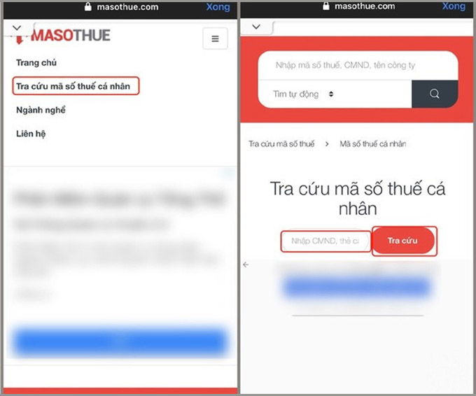 Tra cứu mã số thuế cá nhân tại trang web Masothue.vn