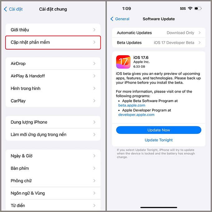 Hướng dẫn cách cập nhật iOS 17.6