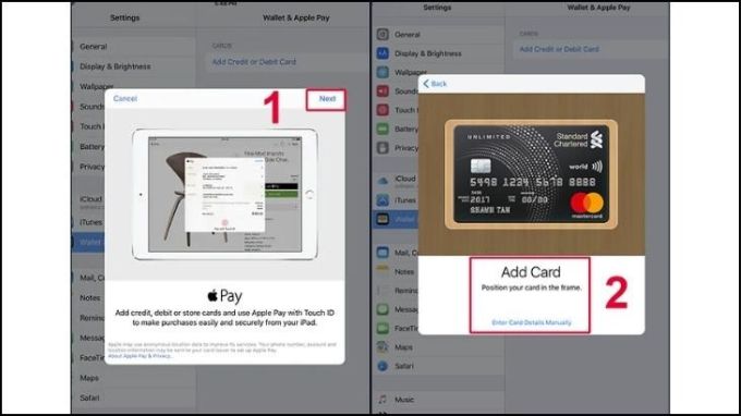 Cách thêm ​thẻ Apple Pay trên iPad