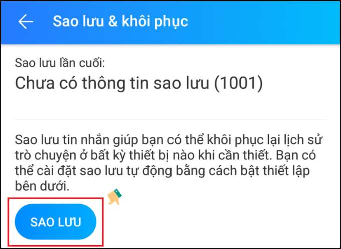 Cách sao lưu tin nhắn Zalo trên điện thoại android