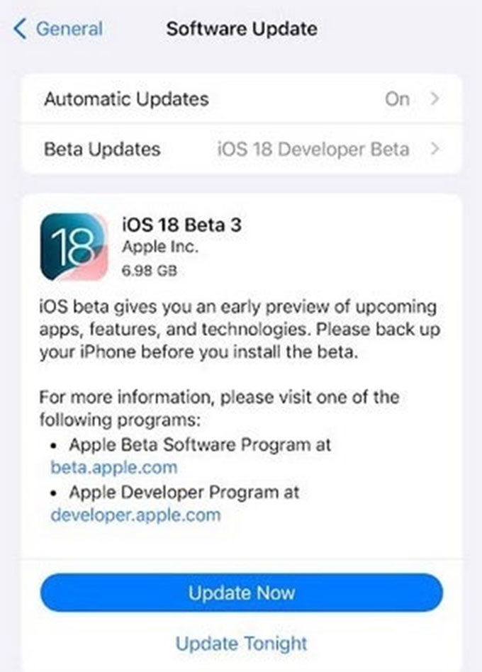 iOS 18 beta 3 ra mắt với nhiều tính năng bổ sung.