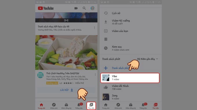 Bước 1 cách chỉnh sửa danh sách phát trên Youtube bằng điện thoại