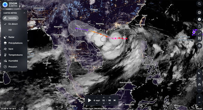 Cách theo dõi bão bằng Zoom Earth