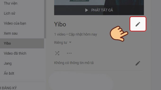 Bước 2 cách chỉnh sửa danh sách phát trên Youtube bằng máy tính