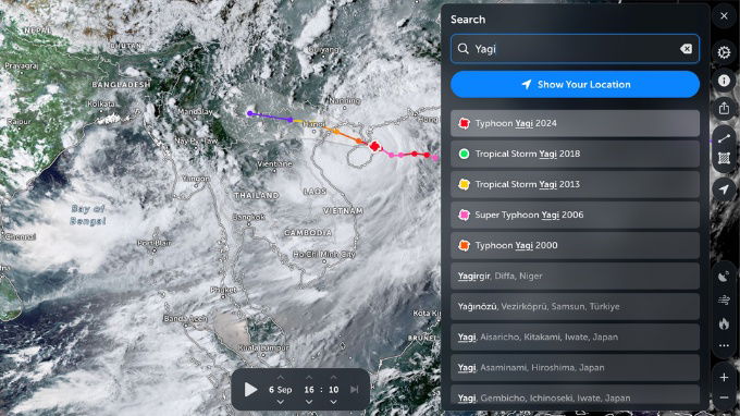 Cách theo dõi bão bằng Zoom Earth