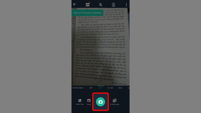 Bước 2 cách chuyển hình ảnh sang văn bản bằng CamScanner