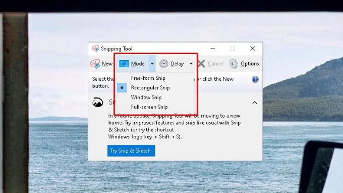 Chụp màn hình bằng Snipping Tool