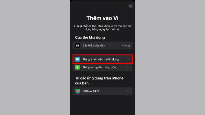 Cách thêm thẻ thanh toán vào Apple Wallet