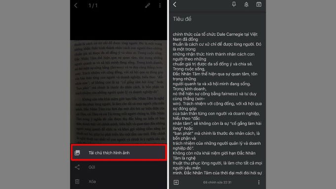 Bước 4 cách chuyển hình ảnh sang văn bản bằng Google Keep