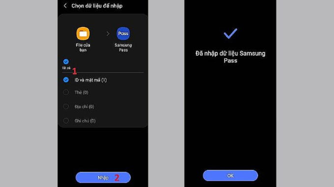 Cách nhập dữ liệu trên Samsung Pass
