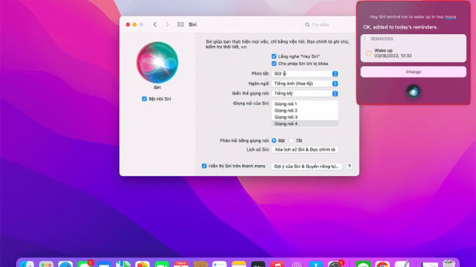 Cách đặt báo thức trên MacBook bằng trợ lý ảo Siri