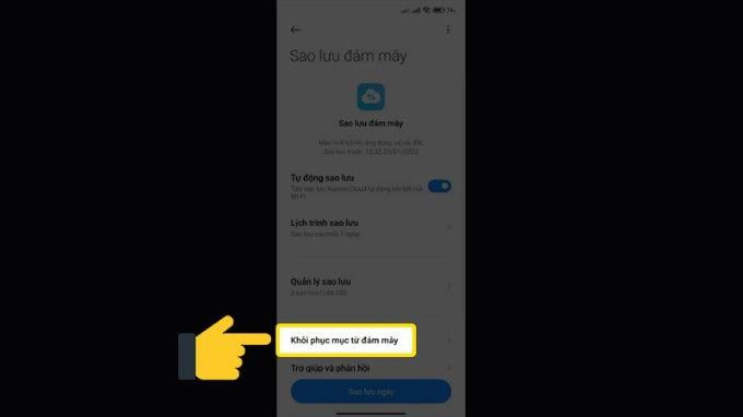 Cách sao lưu và khôi phục dữ liệu Mi Cloud