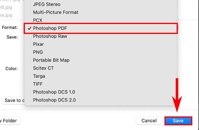 Bước 3 chuyển ảnh sang PDF trên Photoshop