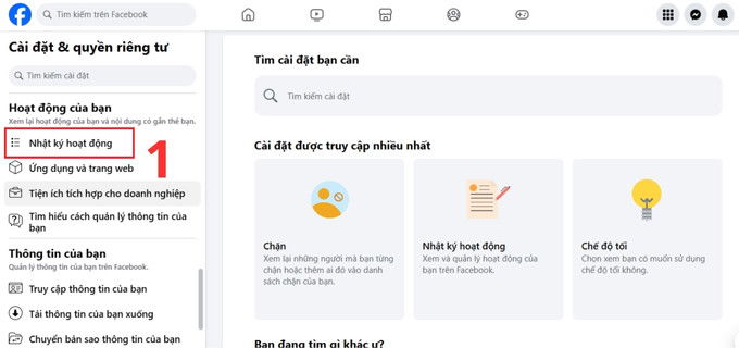 Thao tác khôi phục bài viết đã xóa trên Facebook trên máy tính