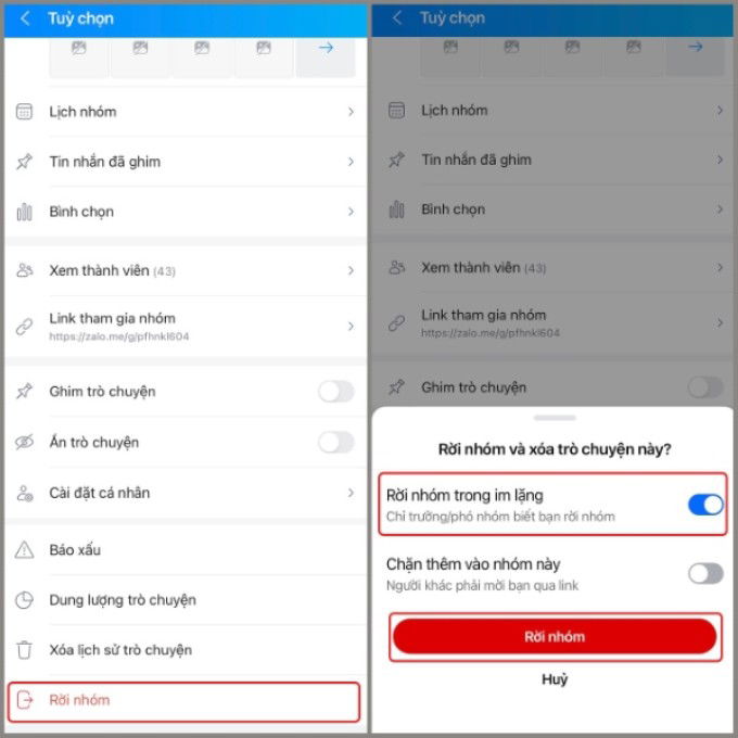 Hướng dẫn rời nhóm Zalo không ai biết trên điện thoại