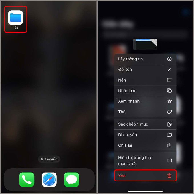 Xóa tệp trên iPhone