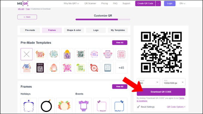 Tạo mã QR cho file tài liệu với me-qr.com