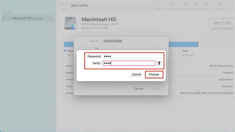 Sử dụng Disk Utility đặt pass cho folder trên Mac