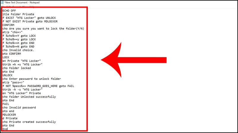 Cách đặt pass cho folder bằng đoạn mã lệnh