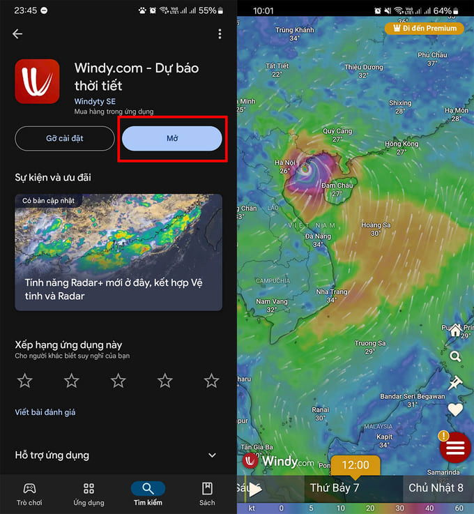 Cách theo dõi bão bằng ứng dụng Windy