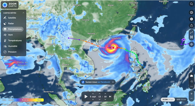 Cách theo dõi bão bằng Zoom Earth