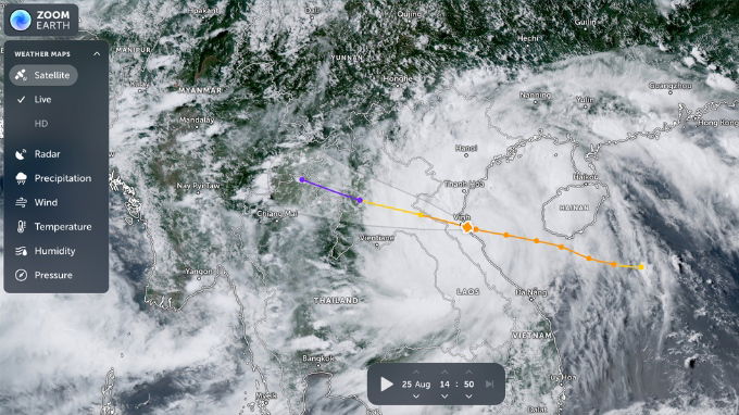 Cách theo dõi bão bằng Zoom Earth