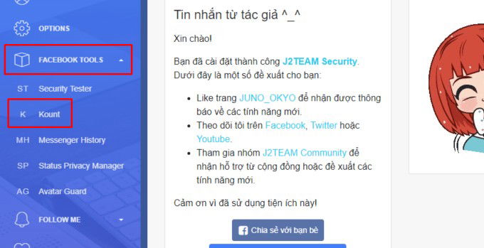 Sử dụng J2TEAM Security thống kê tin nhắn Facebook