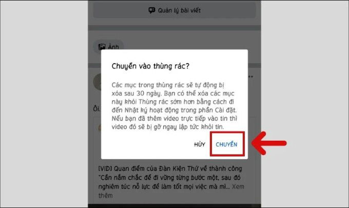 Các bước xóa bài viết trên Facebook