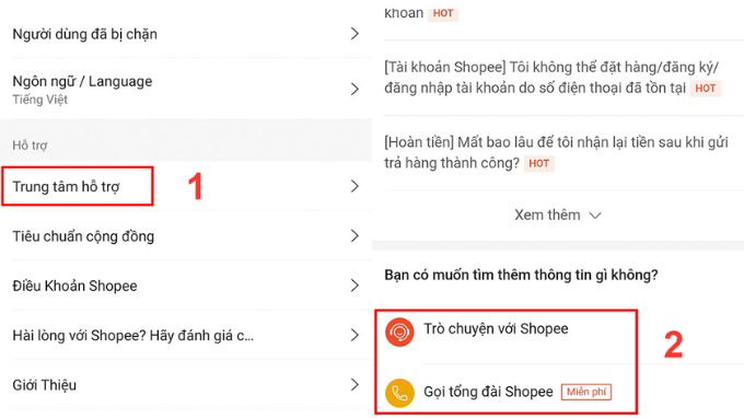 Xóa lịch sử mua hàng Shopee bằng cách liên hệ bỗ phận hỗ trợ