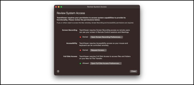 Cách cấp quyền truy cập Teamviewer trên MacBook