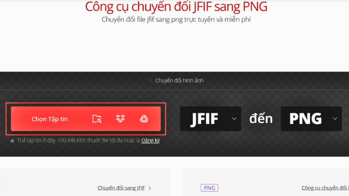Cách chuyển JFIF thành PNG chọn tập tin 