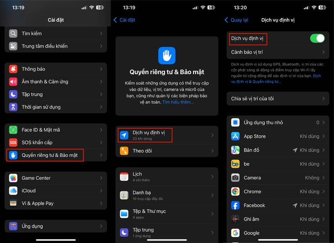 cách gửi vị trí trên Zalo, bật định vị trên điện thoại iPhone