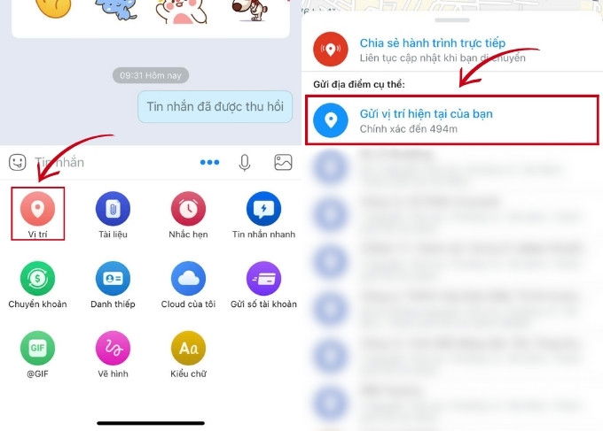 Hướng dẫn gửi định vị qua Zalo