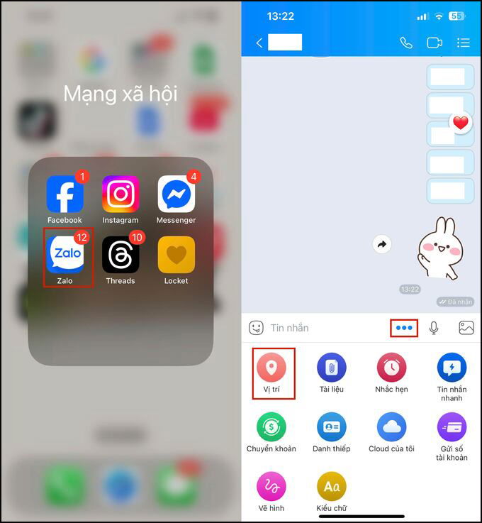 cách gửi vị trí trên Zalo trên điện thoại iPhone