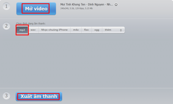 Dùng công cụ tách âm audio extract để tiến hành lọc tiếng cho file nhạc