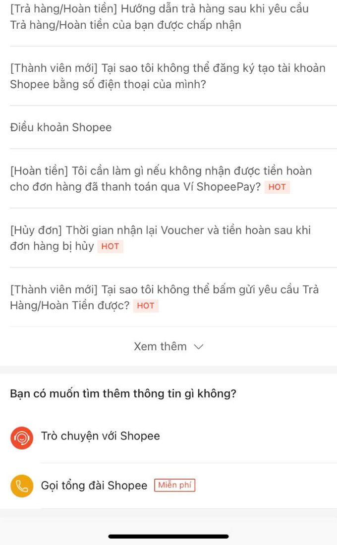 Liên hệ với nhân viên chăm sóc khách hàng của Shopee Express