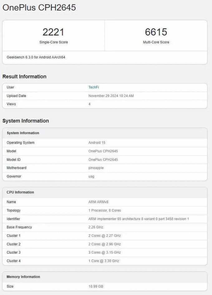 OnePlus 13R trên Geekbench