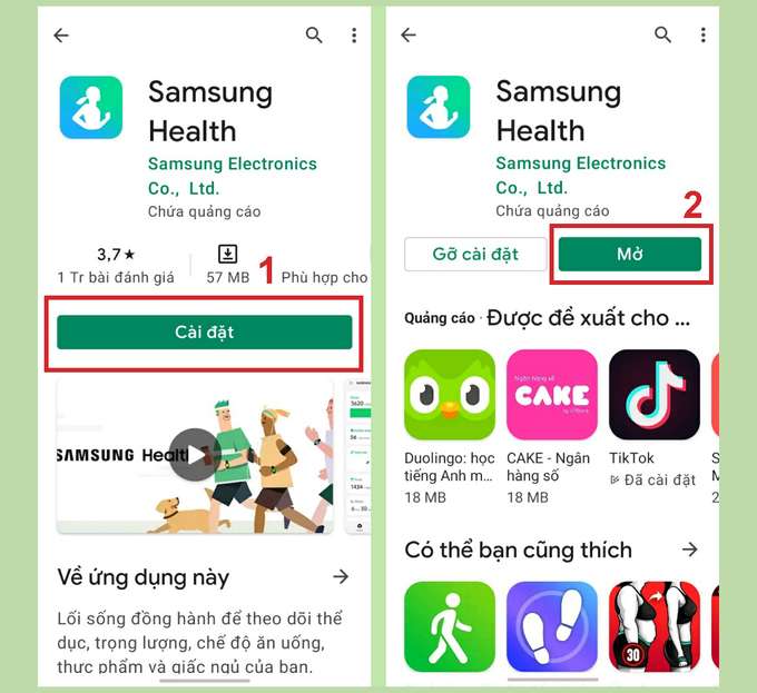 Truy cập Galaxy Store hoặc Google Play Store để tải ứng dụng