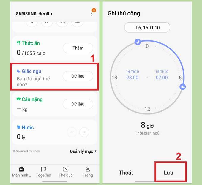 Cài đặt cho Samsung Health theo dõi giấc ngủ