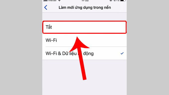 Tắt làm mới ứng dụng trong nền trên iPad