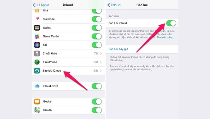 Tắt sao lưu iCloud tự động trên iPhone 