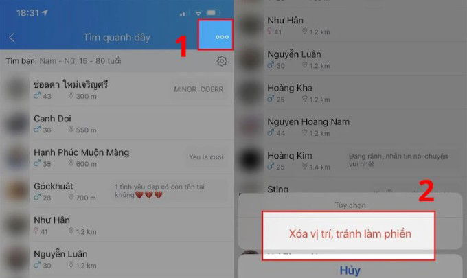 Tắt tính năng tìm quanh đây của Zalo