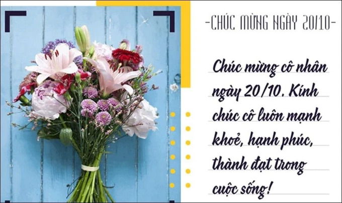 Mẫu thiệp chúc mừng 20/10 tặng cô giáo