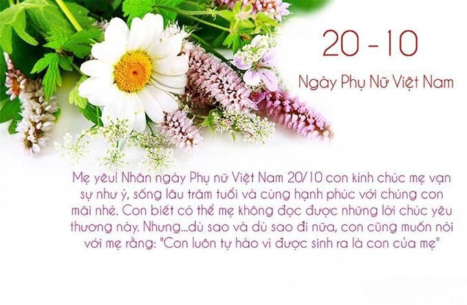 Thiệp chúc mừng ngày 20 10 tặng mẹ và bà ý nghĩa
